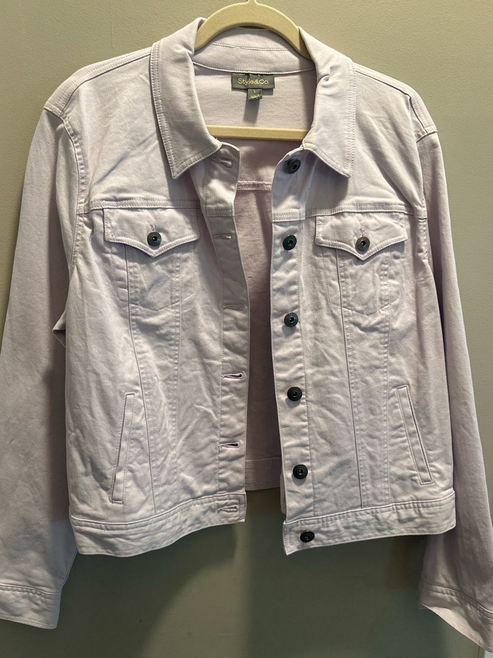Style & Co Lavender Stretch Denim Jacket Large NWOT